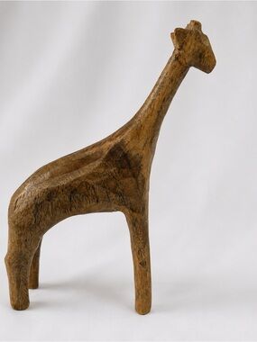 Vintage Hand Carved Wooden Giraffe‎ Sculpture Philippines 1990s Organic Decor